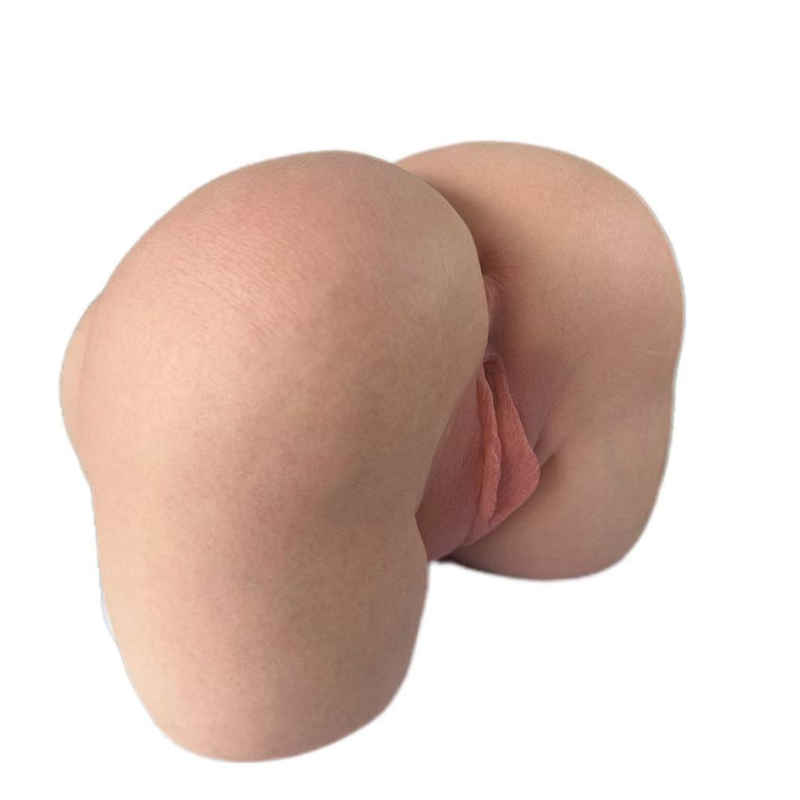 Realistic female anatomy replica with natural skin texture and soft pink inner folds, designed for intimate use.
