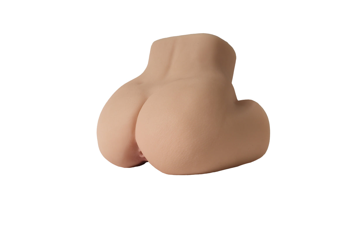 Realistic flesh-toned male masturbator with detailed curves and soft silicone texture for intimate pleasure.
