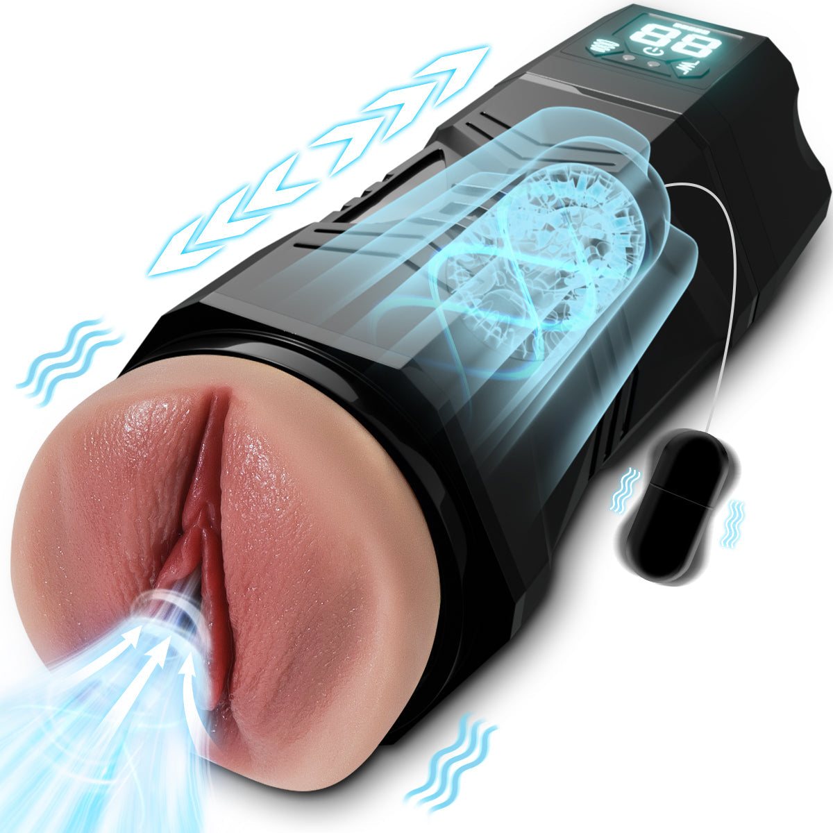 Realvagina Realistic Vagina With Strong Sucking Vibrating & Thrusting Masturbator - RealVagina