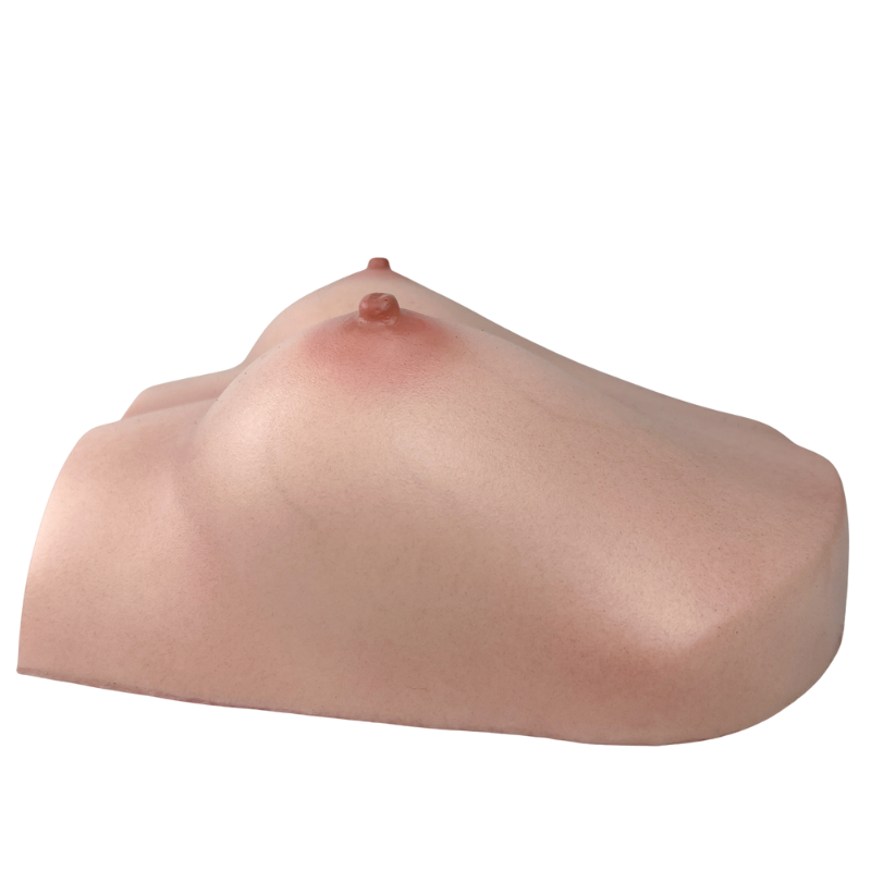 Realistic flesh-toned male masturbator with detailed labia and clitoral texture for lifelike sensation