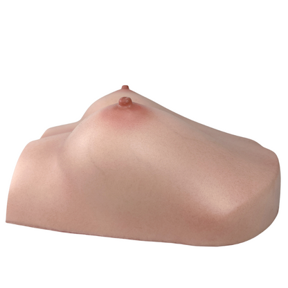 Realistic flesh-toned male masturbator with detailed labia and clitoral texture for lifelike sensation