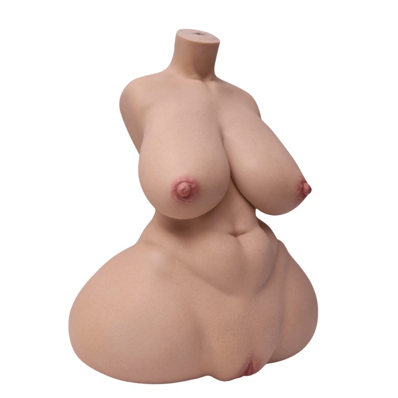 Realistic female torso with detailed breasts and natural skin texture for intimate use