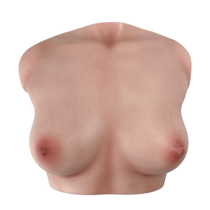 Realistic female torso with natural skin texture and detailed breasts for intimate use