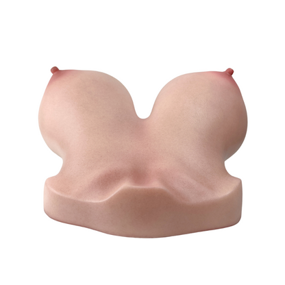 Realistic pink silicone male masturbator with detailed labia and clitoral hood texture