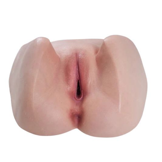 Realistic flesh-toned male masturbator with detailed labia and natural texture for intimate pleasure