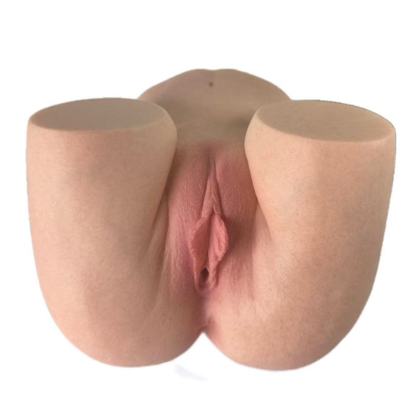 Realistic female anatomy replica with detailed vulva, smooth skin texture, and natural flesh tones for intimate use.