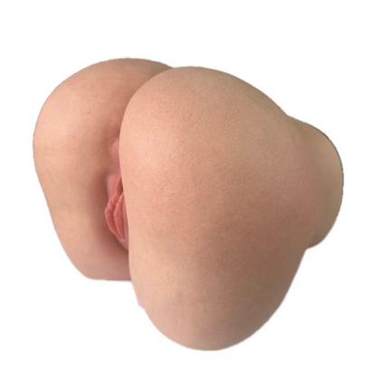Realistic flesh-toned male masturbator with detailed labia and smooth skin texture for intimate pleasure.