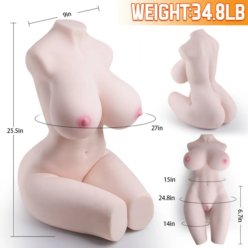Callie - 34.8 lbs Realistic Small Full Body Sex Doll Torso - RealVagina