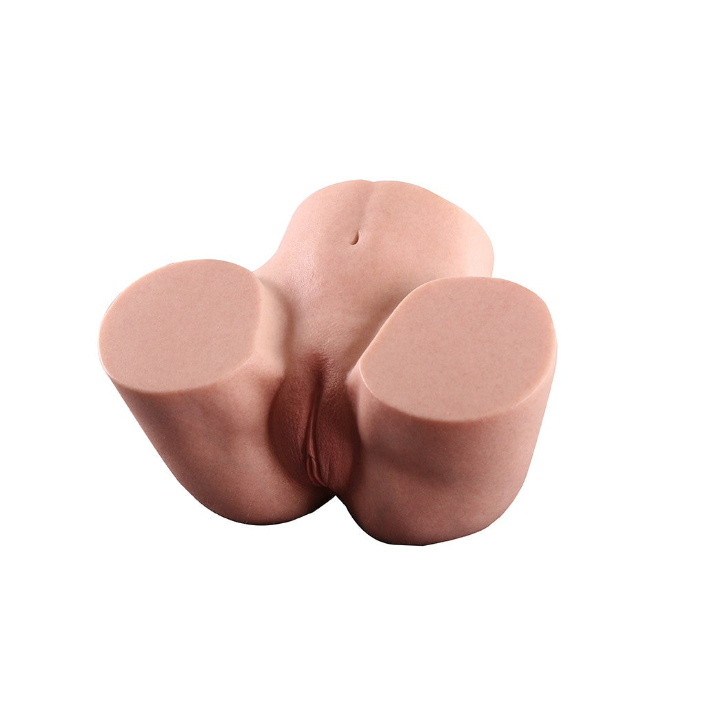 Realistic flesh-toned male masturbator with detailed vulva and rounded contours for lifelike sensation