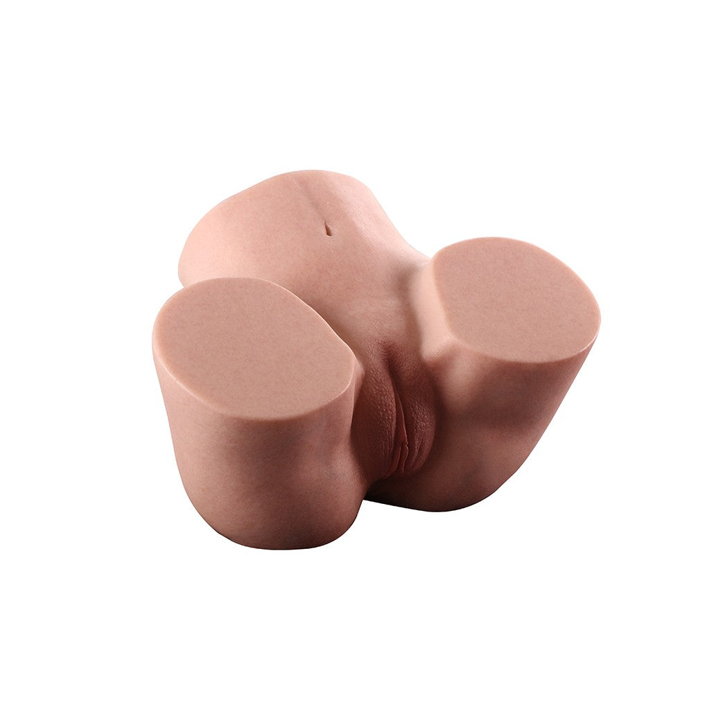 Realistic flesh-toned male masturbator with detailed vulva and rounded contours for lifelike sensation
