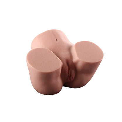Realistic flesh-toned male masturbator with detailed vulva and rounded contours for lifelike sensation