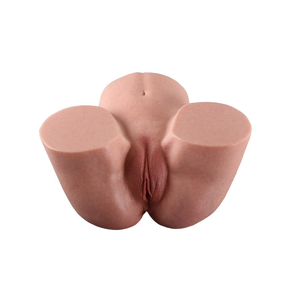 Realistic flesh-toned male masturbator with detailed vulva and rounded contours for intimate pleasure
