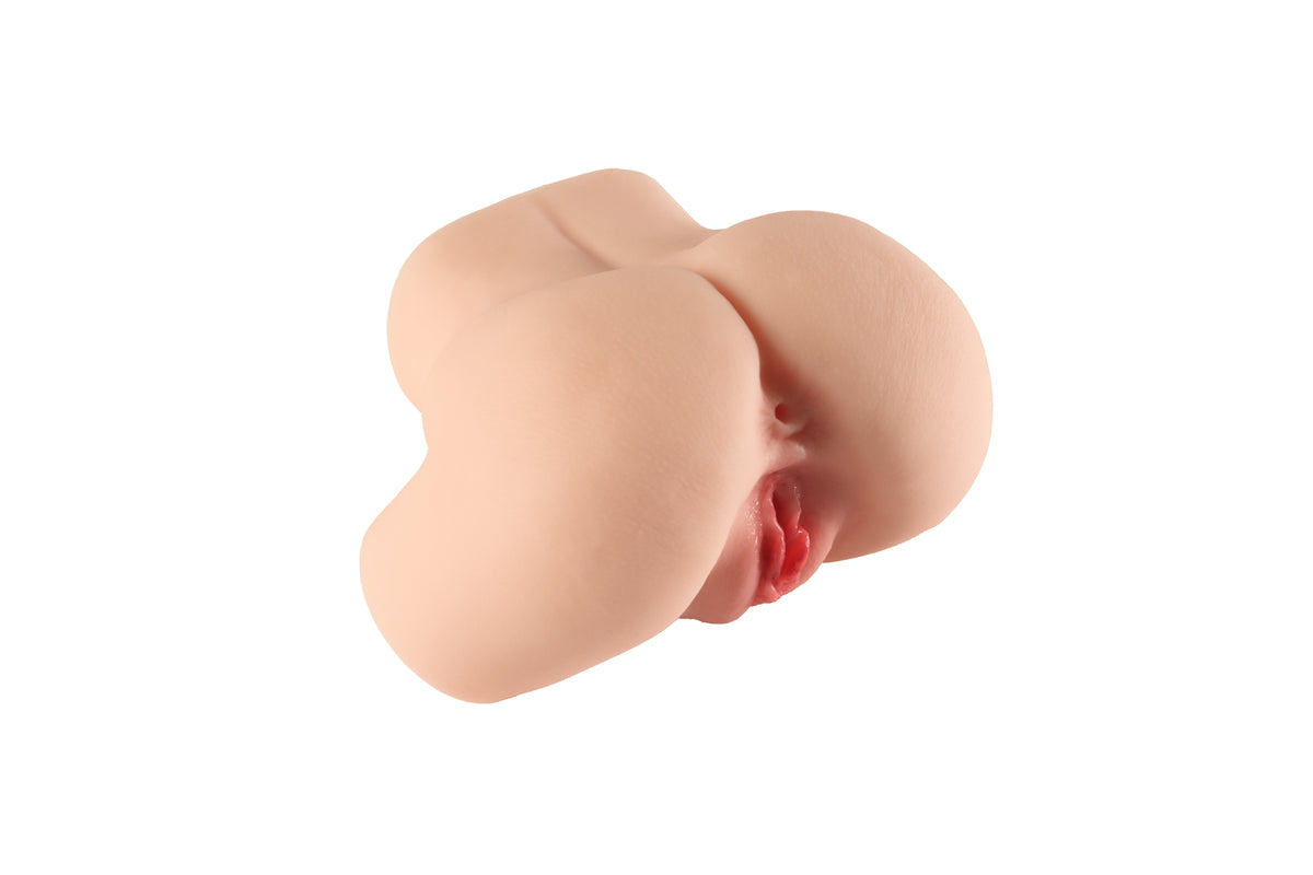 Realistic male masturbator with detailed labia and natural skin texture, designed for intimate pleasure.