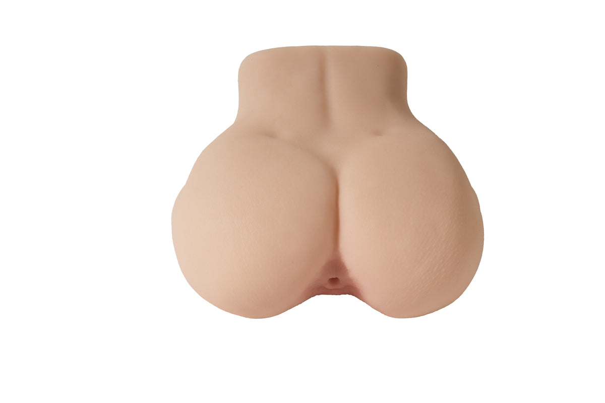 Realistic flesh-toned silicone male masturbator with detailed anatomical contours and soft texture