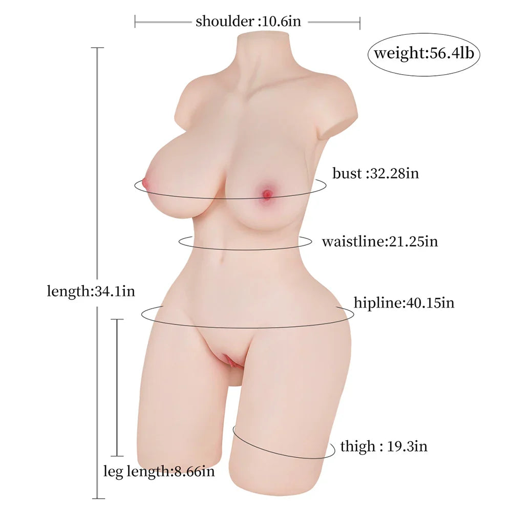 Isuld - 56.4 lbs Life-Size Real Feel Female Torso Sex Doll - RealVagina