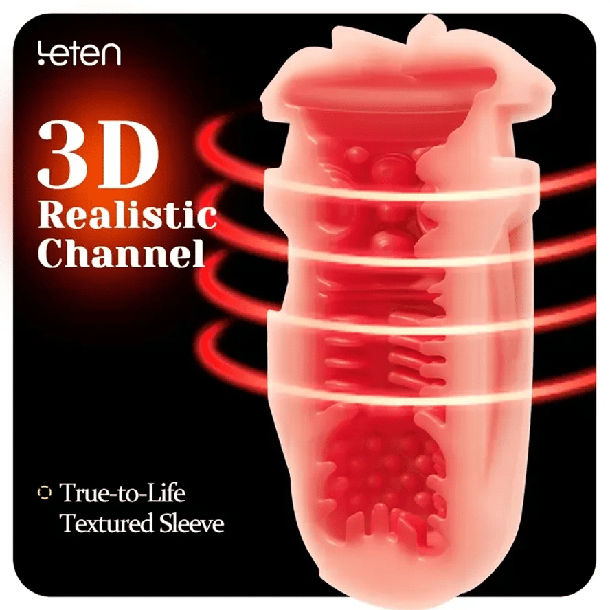 PT8 - Powerful Pleasure Realistic Male Masturbator with 10 Thrusting Modes & 10 Heating Strips - RealVagina