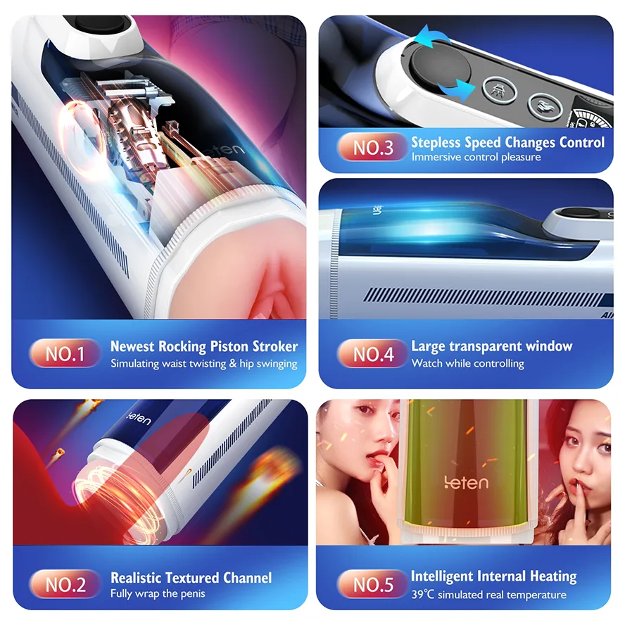 PT9Plus - Realistic Male Stroker with Thrusting, Rocking & Heating – Voice-Enabled Pleasure Machine - RealVagina