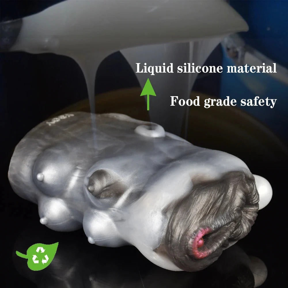 Realistic male masturbator crafted from liquid silicone, featuring detailed anatomy and food-grade safety.