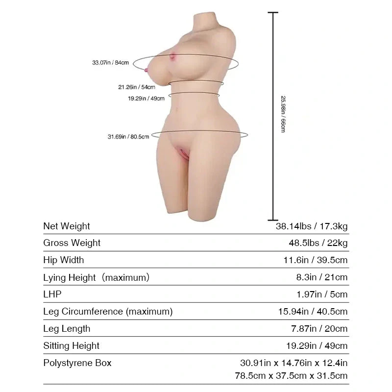 Ginny: 38.1LB Removable Vaginal Sex Doll 4 in 1 with Tantabosom - RealVagina