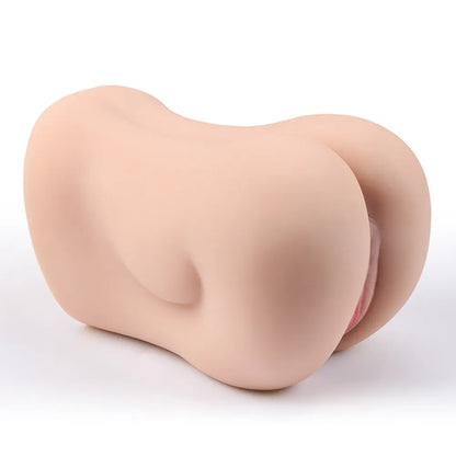 Realistic silicone male masturbator with natural skin texture and detailed labia design