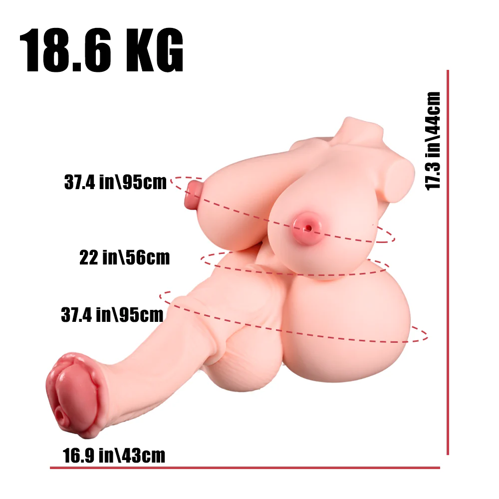 Amber: Big Futa Hentai Torso Sex Doll 41LB Horse Penis - RealVagina