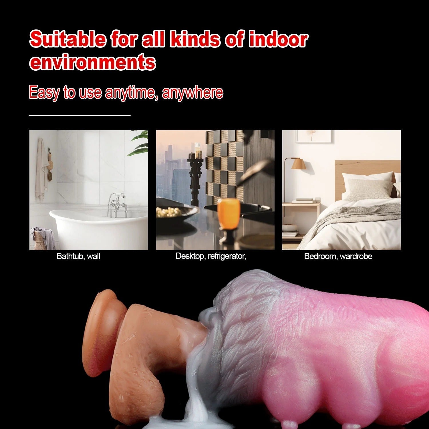 Realistic pink and flesh-toned male masturbator with textured surface and suction base for bathroom, desk, or bedroom use