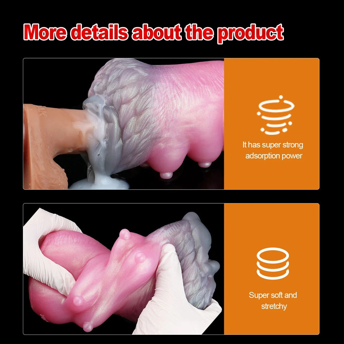 Pink and gray realistic male masturbator with stretchy, soft texture and strong suction grip