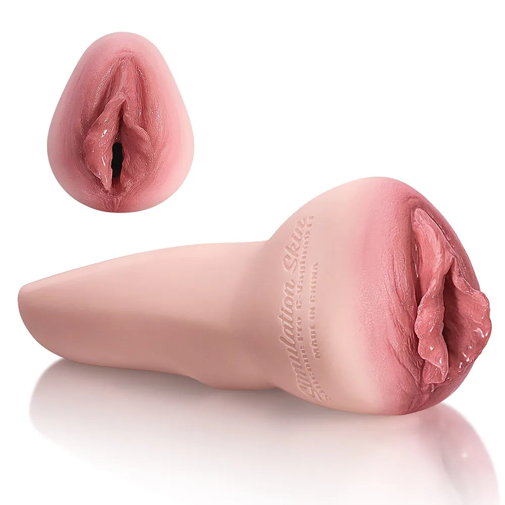 Realistic pink male masturbator with detailed vaginal texture and Simulation Skin material
