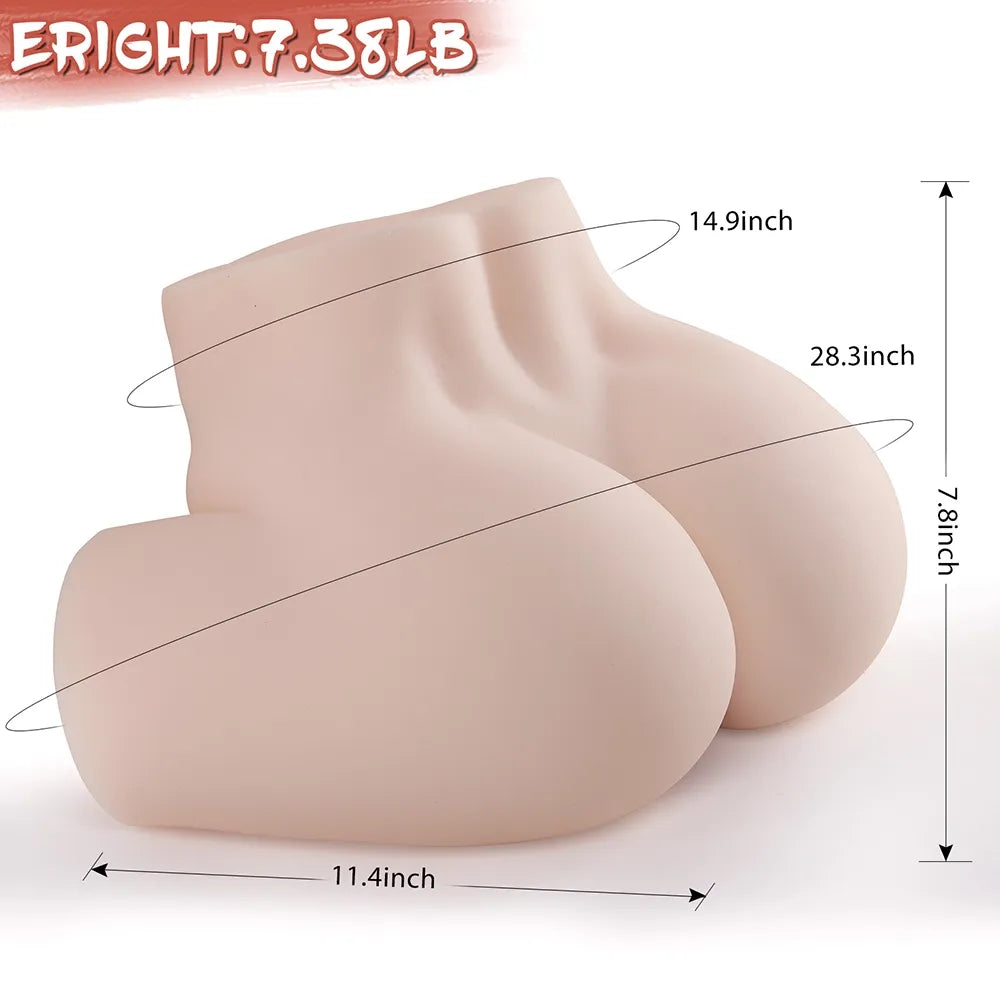 Realistic silicone male masturbator with detailed curves, 28.3-inch length, soft skin texture