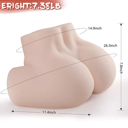 Realistic silicone male masturbator with detailed curves, 28.3-inch length, soft skin texture