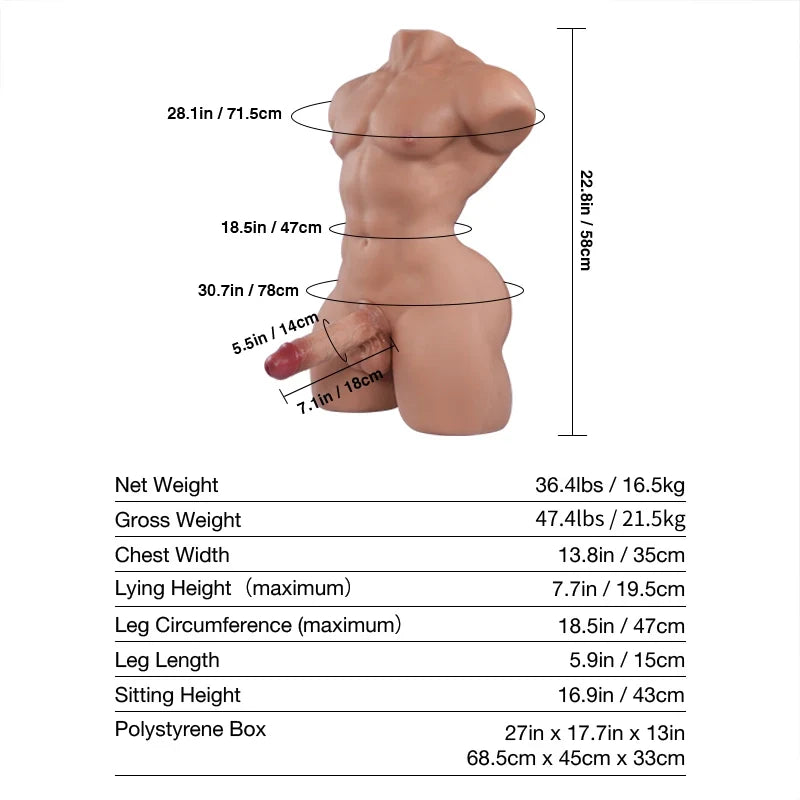 Tantaly Mark Pro: 36.4LB Realistic Male Toy with Silicone Dildos - RealVagina