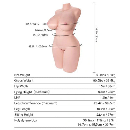 Tantaly Monroe 2.0: 68LB BBW Full Size Sex Doll, Curvy Breasts & Ass - RealVagina