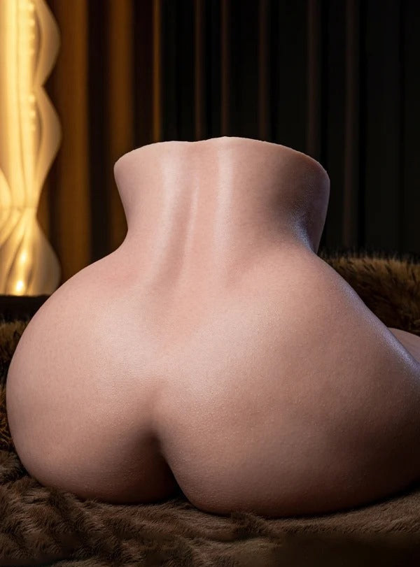 Realistic silicone male masturbator with natural skin texture and curved shape for intimate pleasure