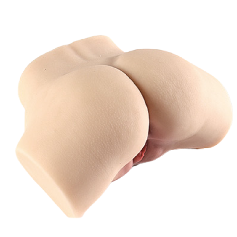 Realistic silicone male masturbator with natural skin texture and curved design for intimate pleasure