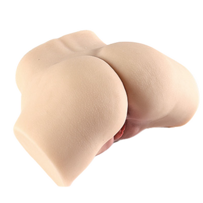 Realistic silicone male masturbator with natural skin texture and curved design for intimate pleasure