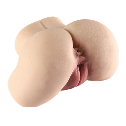 Realistic flesh-toned male masturbator with detailed labia and textured skin for lifelike sensation