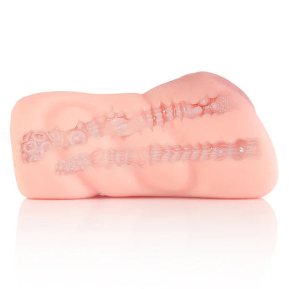 Realistic male masturbator with textured internal ridges and soft silicone exterior, designed for enhanced stimulation.