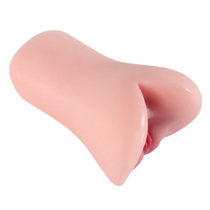Realistic flesh-toned male masturbator with smooth, curved design and detailed opening