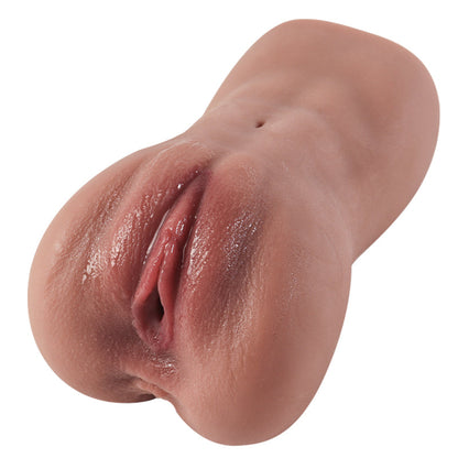 Realistic flesh-toned male masturbator with detailed vaginal opening and natural skin texture
