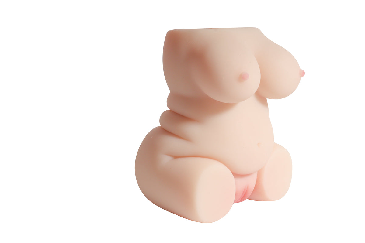 Realistic female torso with detailed breasts and soft skin texture for intimate use