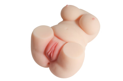 Realistic silicone male masturbator with detailed vaginal texture and natural skin tone