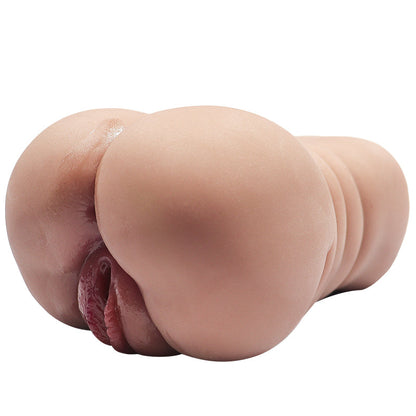 Realistic male masturbator with soft skin texture, natural curves, and detailed labia design for intimate pleasure.