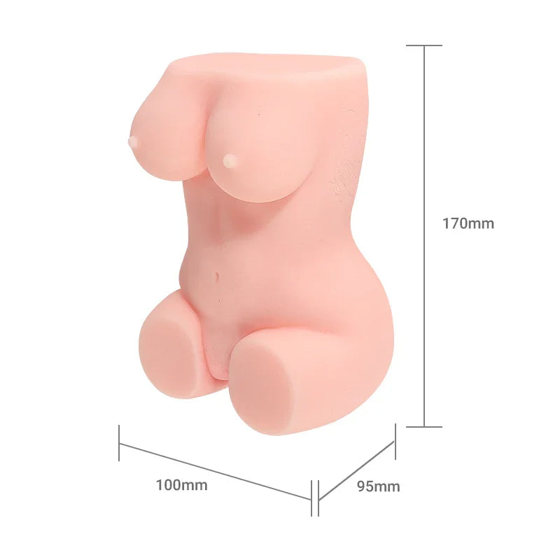 Realistic female torso masturbator with soft skin texture, 170mm height, detailed breasts and curves