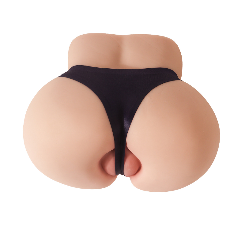 Realistic female rear with black thong, smooth skin texture, natural curves for intimate use