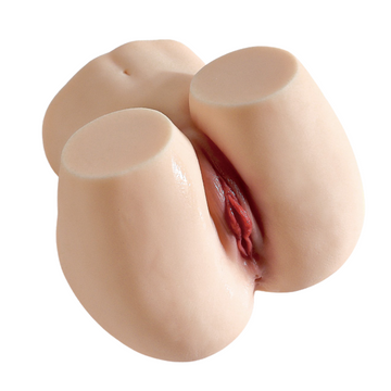 Realistic flesh-toned male masturbator with detailed vaginal canal and natural skin texture