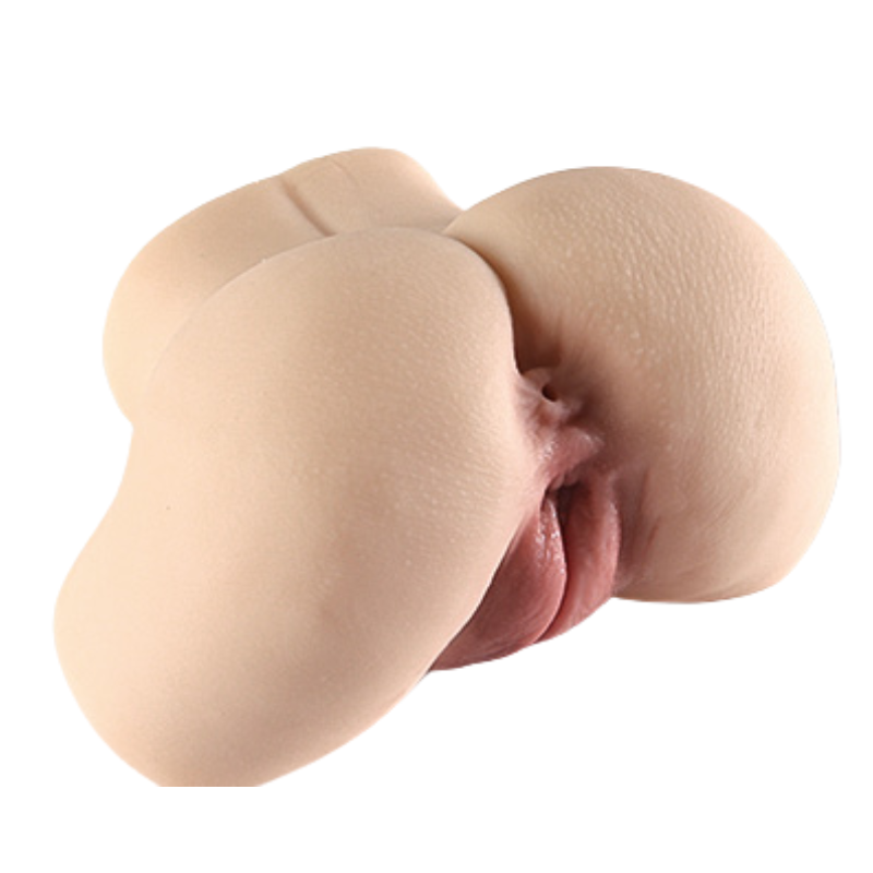 Realistic flesh-toned male masturbator with detailed labia and textured skin for intimate pleasure.