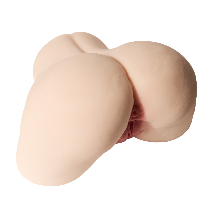 Realistic female anatomy replica with natural skin texture and detailed vaginal canal, designed for intimate use.
