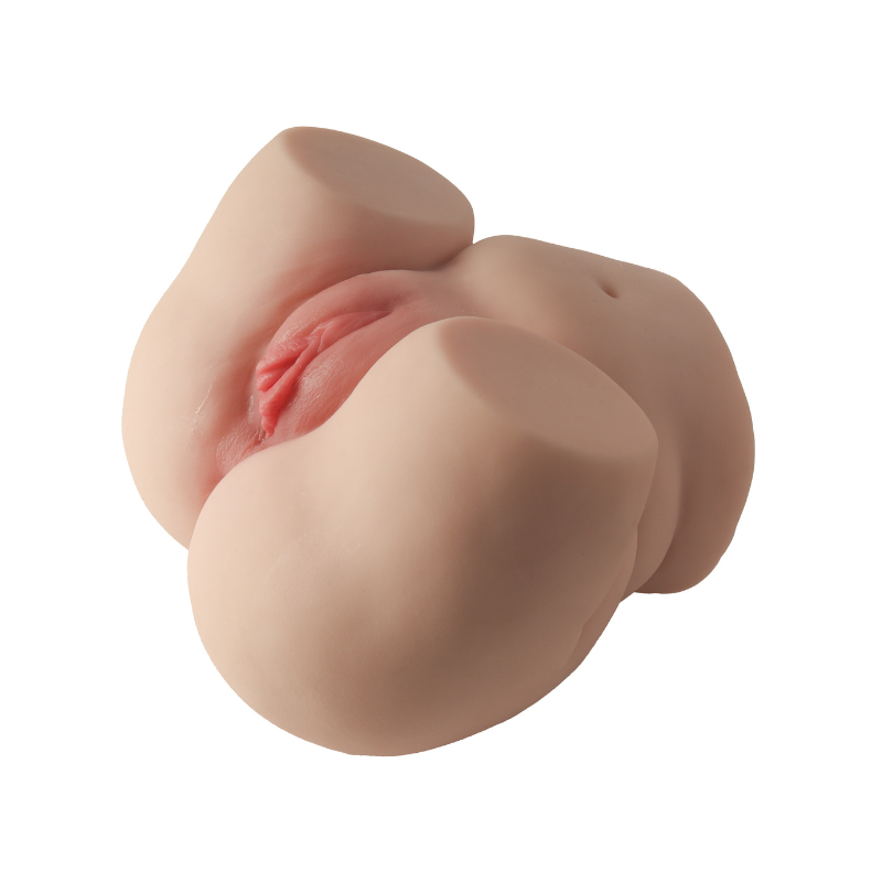 Realistic flesh-toned male masturbator with detailed vaginal canal and natural skin texture